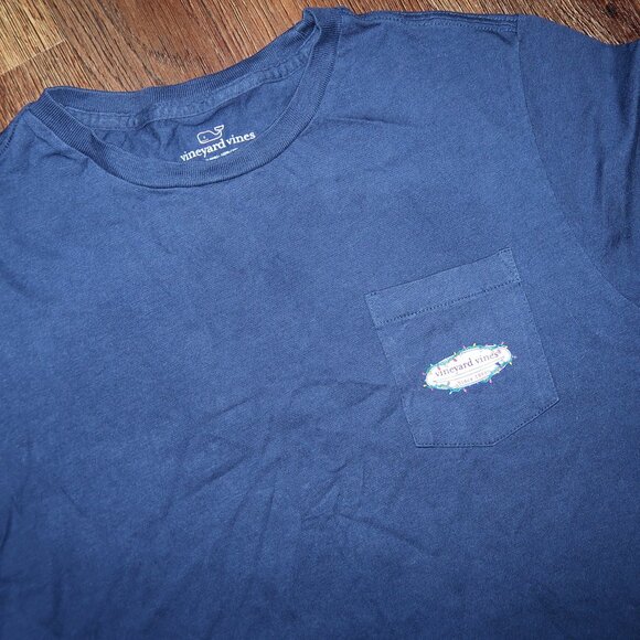 Boys Vineyard Vines String of Lights Holiday Christmas Tee T-Shirt Medium 12/14 - Picture 3 of 5